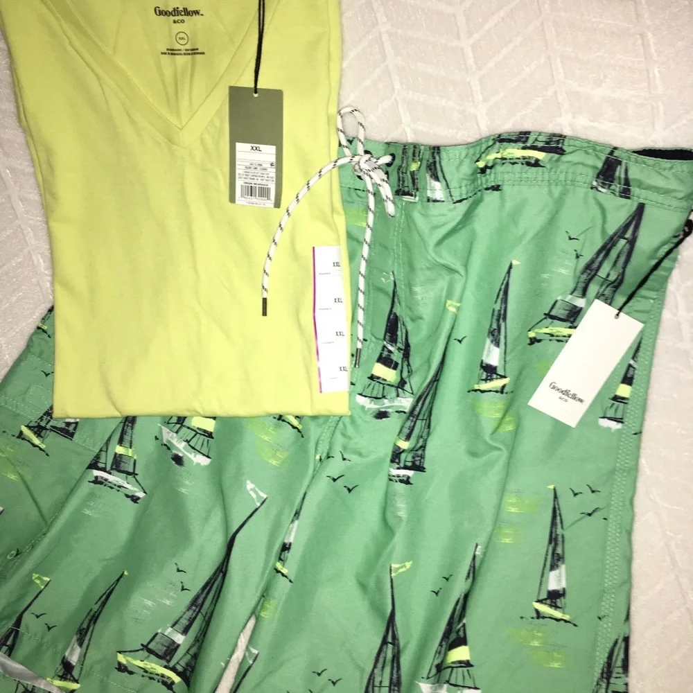 GoodFellow Mens Shorts + Matching V neck Tee (NWT)